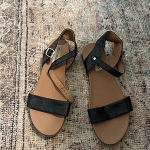 Steve Madden Black and Tan Casual Sandals